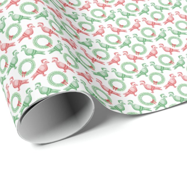 Papel De Presente Christmas Pigeon Wrapping Paper (Ponta do rolo)