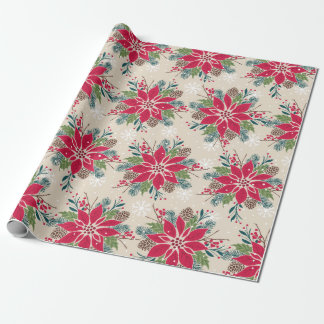 Papel De Presente Christmas Poinsettia