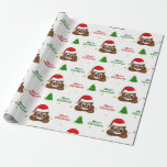 Papel De Presente christmas poo emoji com chapéu de Papai Noel embru<br><div class="desc">Feliz Natal / Papais noeis poo emoji de Natal emoji com chapéu vermelho de Papai Noel em papel de embalagem de Natal marrom claro.</div>