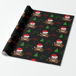 Papel De Presente christmas poo emoji com chapéu de santa embrulhand