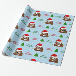 Papel De Presente christmas poo emoji com chapéu de santa embrulhand
