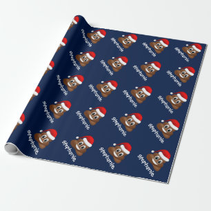 Papel De Presente christmas poo emoji com chapéu de santa embrulhand