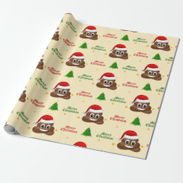 Papel De Presente christmas poo emoji com chapéu de santa embrulhand