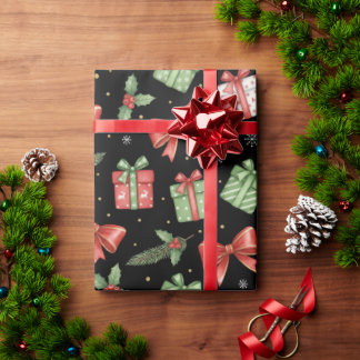Papel De Presente Christmas Presents, Black