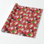 Papel De Presente Christmas Rough Collie<br><div class="desc">Cães de Collie Cute Rough vestidos em roupas festivas, chapéus de Papai Noel e blusas de argila com Enfeites de natal espalhados.</div>