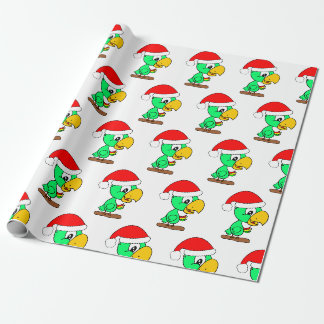 Papel De Presente Christmas Santa Parrot Bird Animal Wrapping Paper