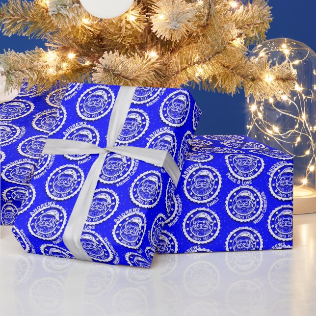 Papel De Presente Christmas Santa Post Customizable on Blue (Feriados)