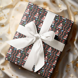 Papel De Presente Christmas Santa's Bowling Pattern