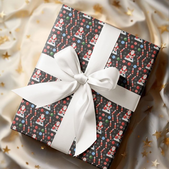 Papel De Presente Christmas Santa's Bowling Pattern (Criador carregado)