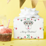 Papel De Presente Christmas Schnauzer<br><div class="desc">Esta design de Natal Schnauzer apresenta meu desenho de aquarela com ornamentos digitais, névoa e texto adicionado.</div>