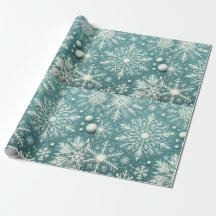 Christmas Snowflakes Snow Teal White Decoupage