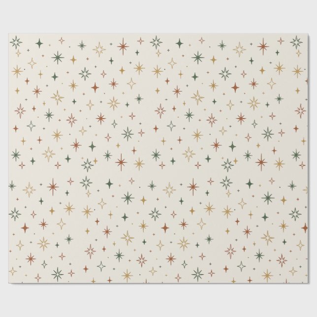 Papel De Presente Christmas Stars & Sparkles Pattern			 (Aberto)