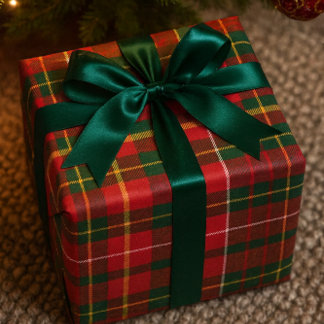 Papel De Presente Christmas Tartan Red and Green 