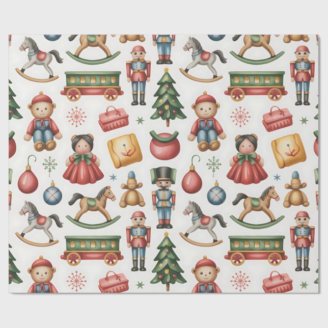 Papel De Presente Christmas Toyland & Trains Wrapping Paper for Kids (Aberto)
