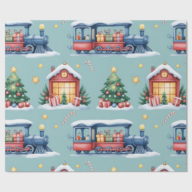 Papel De Presente Christmas Toyland & Trains Wrapping Paper for Kids (Aberto)