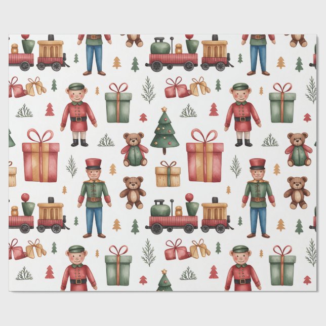 Papel De Presente Christmas Toyland & Trains Wrapping Paper for Kids (Aberto)