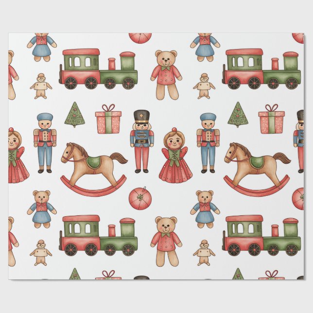 Papel De Presente Christmas Toyland & Trains Wrapping Paper for Kids (Aberto)
