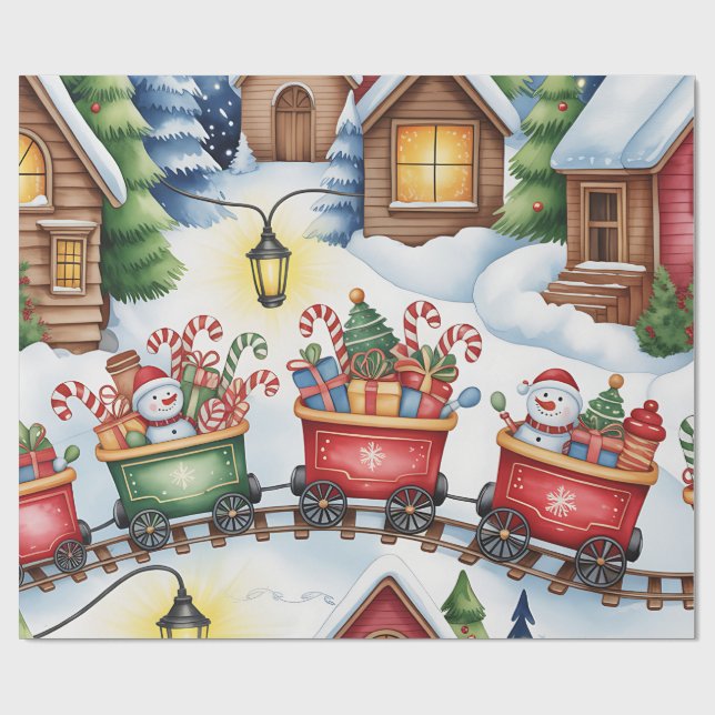 Papel De Presente Christmas Toyland & Trains Wrapping Paper for Kids (Aberto)
