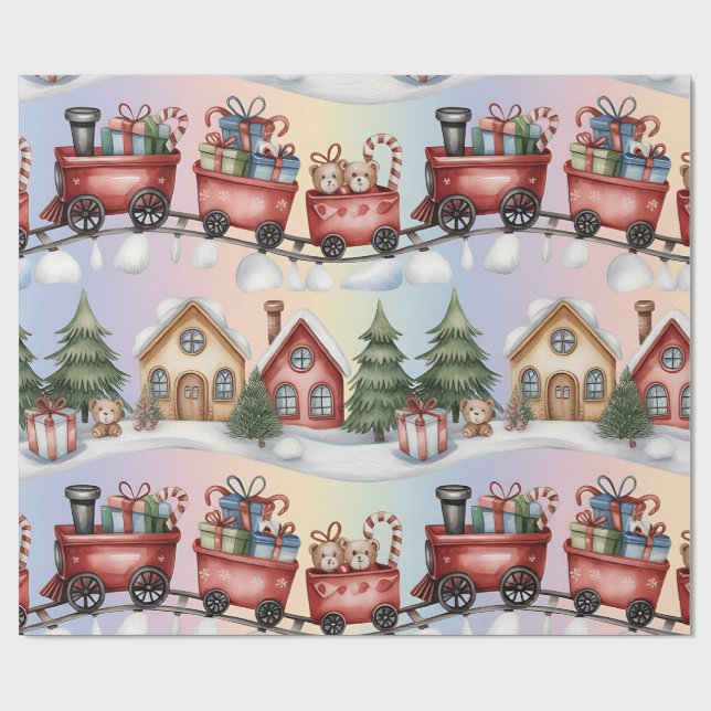 Papel De Presente Christmas Toyland & Trains Wrapping Paper for Kids (Aberto)