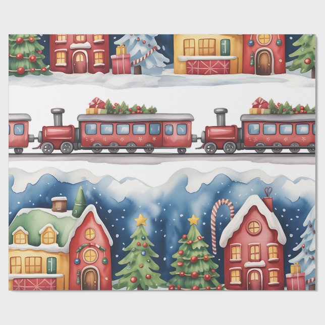 Papel De Presente Christmas Toyland & Trains Wrapping Paper for Kids (Aberto)
