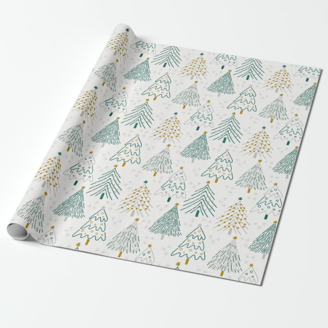 Papel De Presente Christmas Trees Gift Wrapping Paper (Desenrolado)