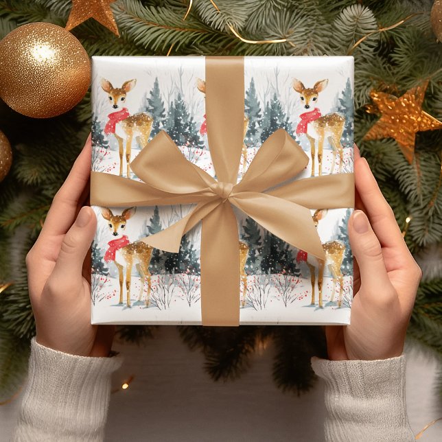 Papel De Presente Christmas Whimsical Deer | Wrapping Paper (Criador carregado)