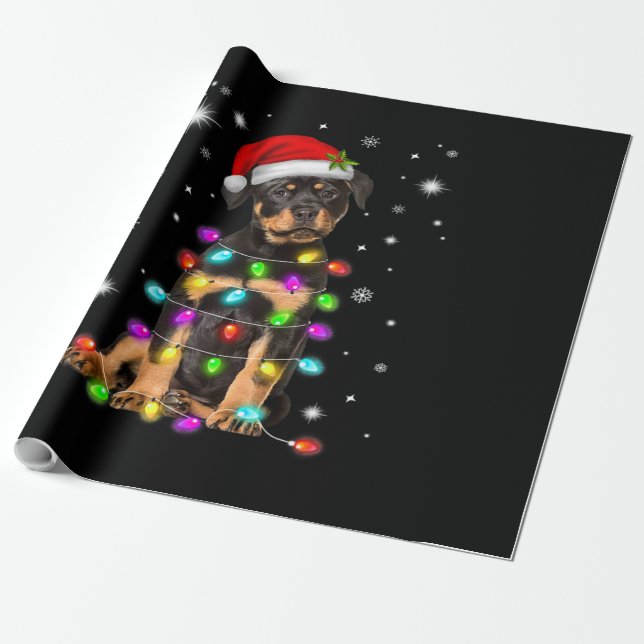 Papel De Presente Christmas With Rottweiler Dog (Desenrolado)