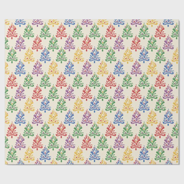 Papel De Presente Christmas Wrapping Paper With Xmas Tree Theme (Aberto)