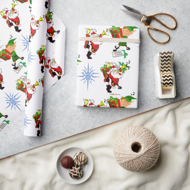 Papel De Presente Christmas Wrapping  Santa Elf Snowman (Artesanato)