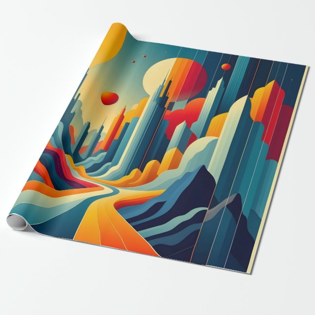 Papel De Presente Chromatic Cityscape (Desenrolado)