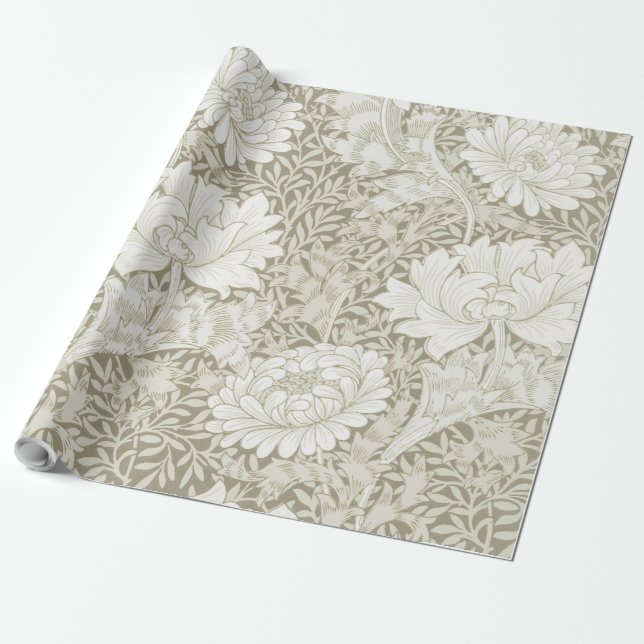 Papel De Presente Chrysanthemum Ivory, William Morris (Desenrolado)
