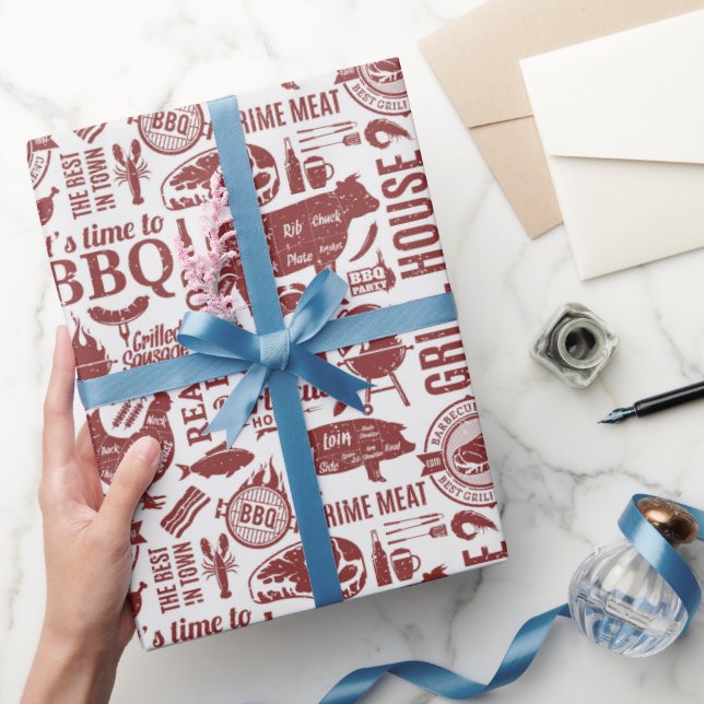 Papel De Presente Churrasco Bbq Grelhando (Presentear)