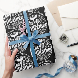 Papel De Presente Churrasco branco preto Pai personalizado Grilldad