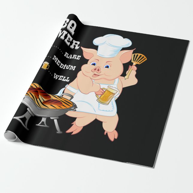 Papel De Presente Churrasco | CHURRASCO Timer Pig Grill Barbecue Bee (Desenrolado)