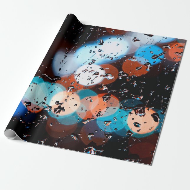 Papel De Presente Chuva cai no vidro da janela (Desenrolado)