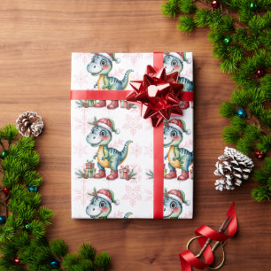 Papel De Presente Chuva de Azul de Natal Dino e Presentes Menino Bab