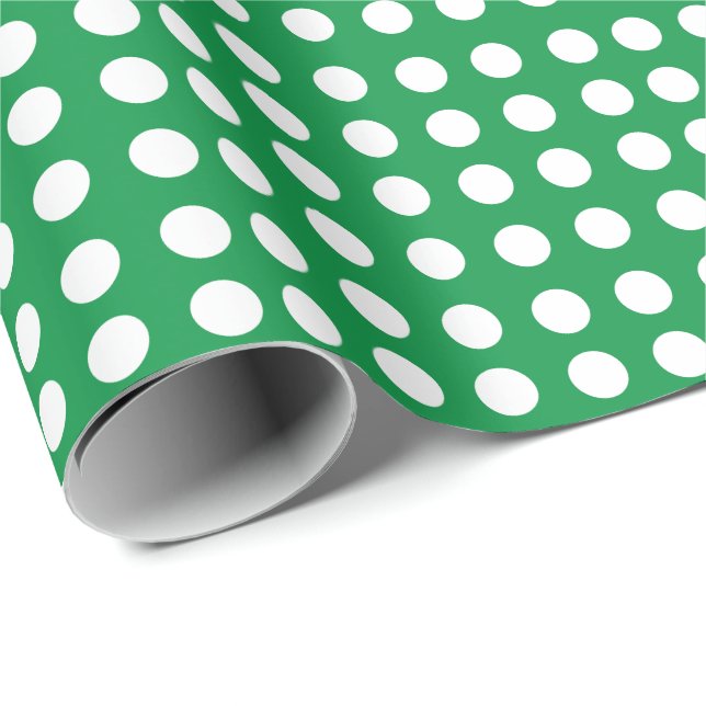 Papel De Presente Chuva de Bebê Aniversário de Bolinhas Brancas e Ve (Ponta do rolo)