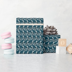 Papel De Presente Chuva de Bebê Aniversário Geométrico Branco Azul