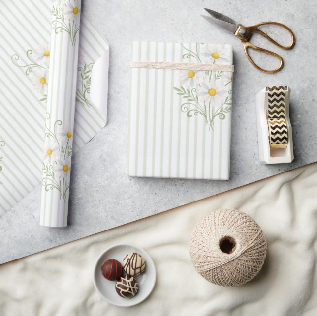 Papel De Presente Chuva de Bebê Boho Daisy Silly Goose Verde Musgo (Artesanato)
