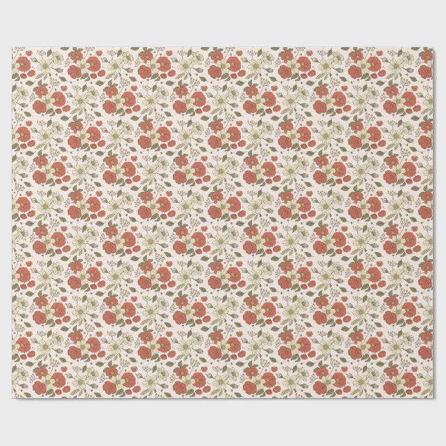 Papel De Presente Chuva de Bebê | Borboletas & Flores Poéticas Flora (Aberto)
