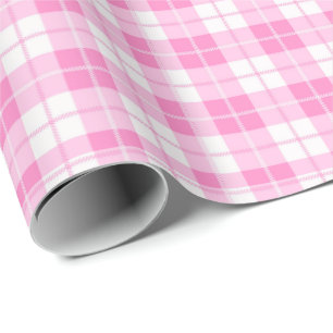 Papel De Presente Chuva de bebê com padrão xadrez rosa em azulejos