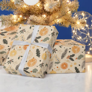 Papel De Presente Chuva de Bebê de Inverno com Citros Secos Modernos