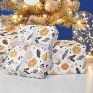 Papel De Presente Chuva de Bebê de Inverno com Citros Secos Modernos