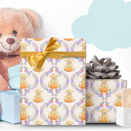 Papel De Presente Chuva de Bebê em Aquarela Boho Little Lamb Pumpkin