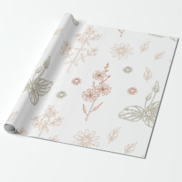 Papel De Presente Chuva de Bebê Flores Selvagens Elegantes