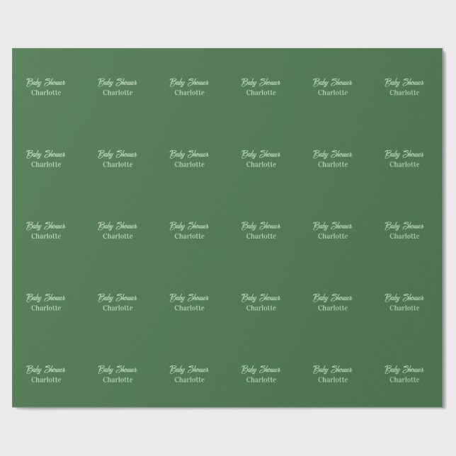 Papel De Presente chuva de bebê floresta verde pastel nome simplesmi (Aberto)