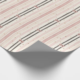 Papel De Presente Chuva de Bebê Listrada em Rosa Pastel