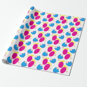 Papel De Presente Chuva de Bebê Menina Pé de Bebê Floral Colorido