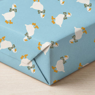 Papel De Presente Chuva de Bebê Menino Azul Pó Ganso Sage Bow