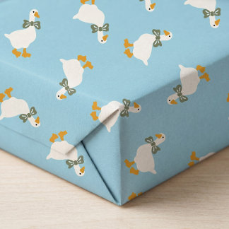 Papel De Presente Chuva de Bebê Menino Azul Pó Ganso Sage Bow